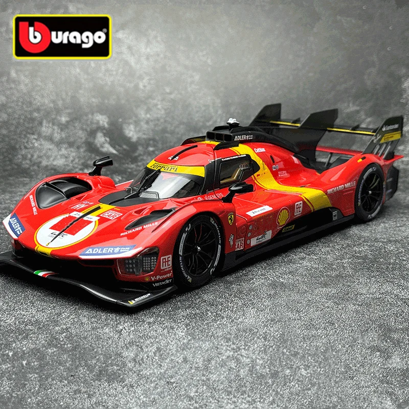 Ferrari-coche deportivo de carreras de resistencia para niños, vehículo de carreras de aleación de 499P y 24H, modelo de vehículo de simulación de Metal fundido a presión, juguete de regalo para niños, 1:24