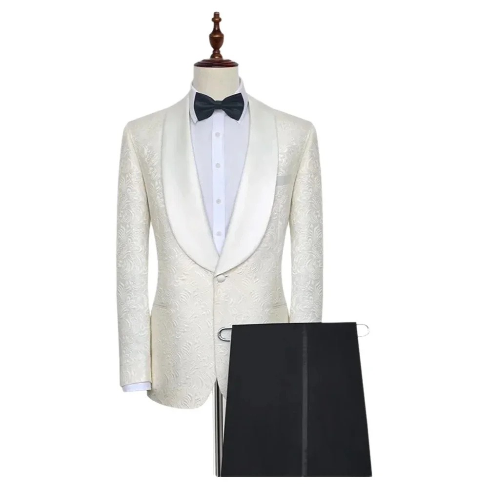 

Gentle White Double Breasted Men Suits 2 Pieces (Jacket+Pants) Wedding Formal Party Fashion Man Sets Banquet Sets