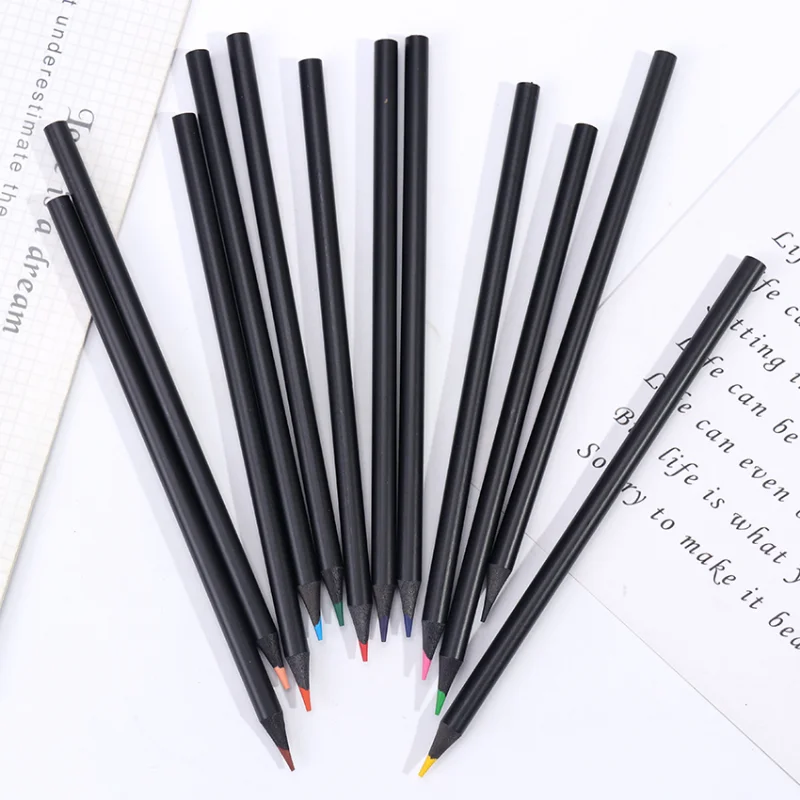 木製の黒の鉛筆,12色,芸術的な描画のための鉛鉛筆,文房具,学生へのギフト,新しい