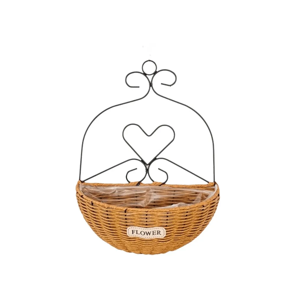 

Имитация ротанговой подвесной корзины для цветов, износостойкая декоративная корзина ручной работы для растений, настенный кашпо в деревенском стиле