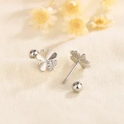 Classic Zircon Clover Earrings Women Trendy 925 Sterling Silver Earrings For Lady Piercing Jewelry Accessories Gift