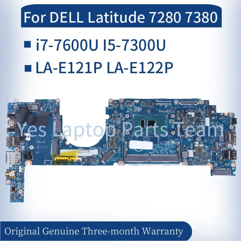 Placa-mãe do portátil para Dell Latitude, CAZ10 LA-E121P LA-E122P, Dell Latitude 7280 7380, 0R5YF6 0X0FTD 0HP2CR 0W87R5 09PJNK