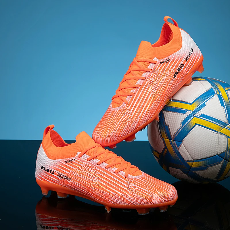 

Unisex Lightweight Football Boots Shock Cushioning Anti Slip Wear Resistant TF Spikes Lawn Soccer Sports Training Footwear