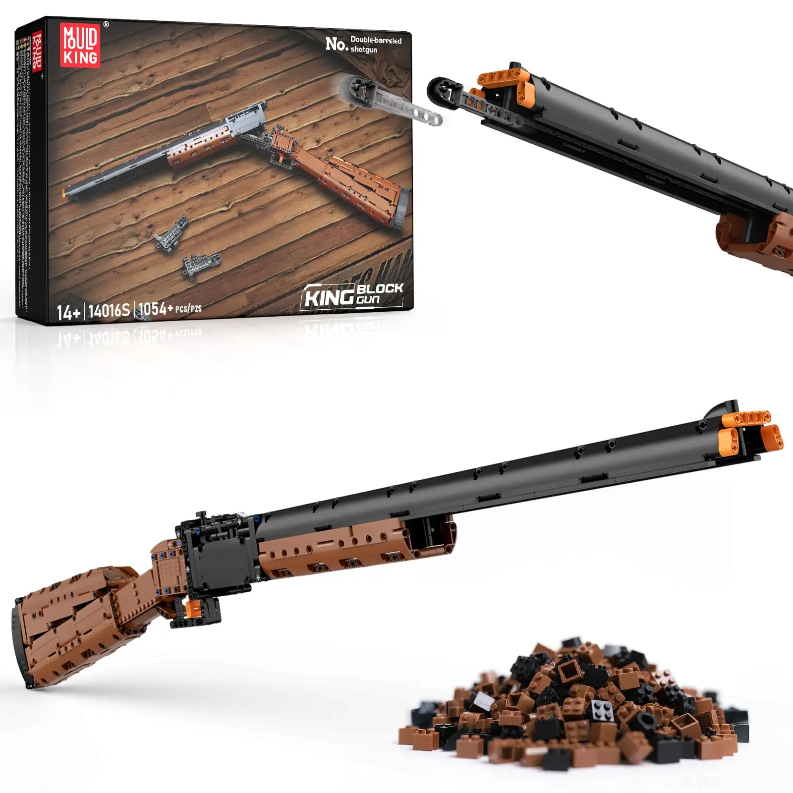 

Mould King 14016 Double Barrelled Model Gun Building Set 1054PCS 1:1 Simulation Shooting Building Blocks Toys Adults Boys Gifts