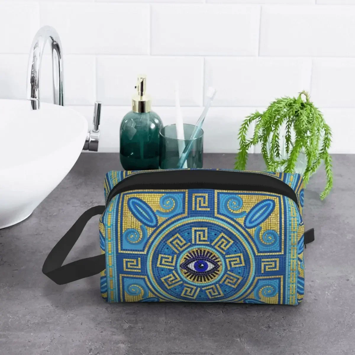 

Custom Evil Eye Makeup Bag Women Travel Cosmetic Organizer Cute Mediterranean Culture Storage Toiletry Bags