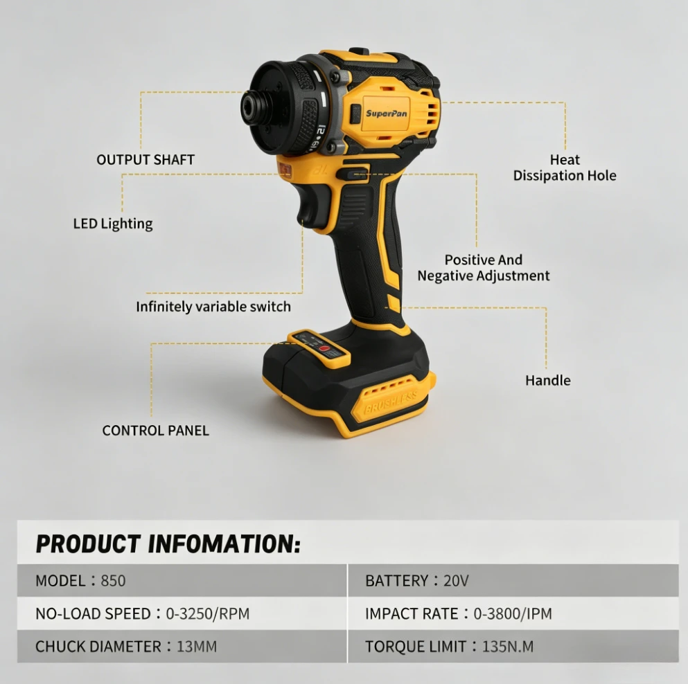 

Электрический ударный шуруповерт для авторемонта/работ по дереву, для аккумуляторов Dewalt (без аккумулятора и адаптера питания)