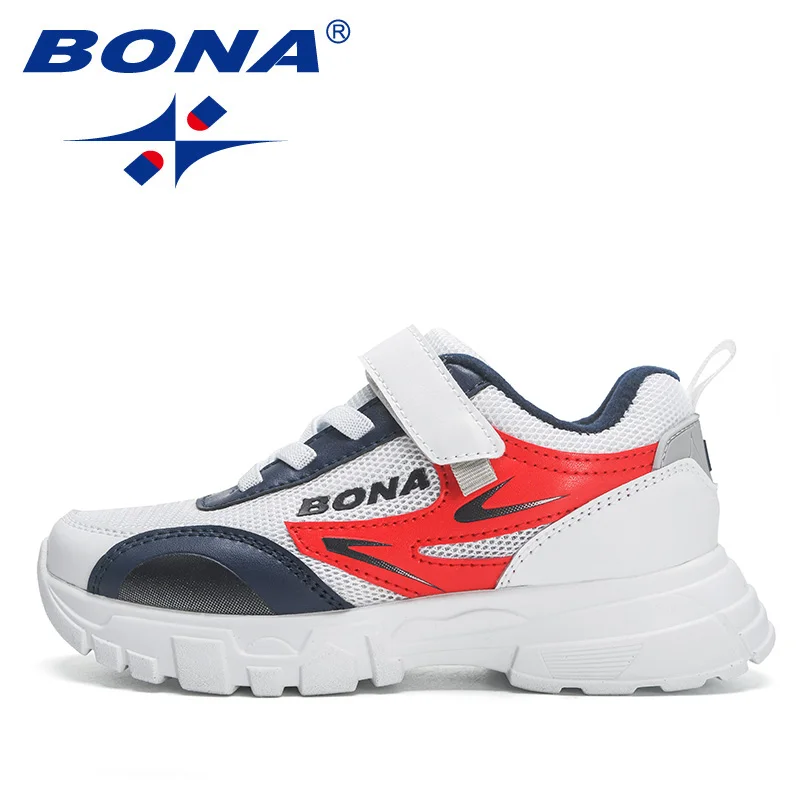 BONA 2023 New Designers Popular School Sports Mesh Shoes For Kids Tennis Casual Sneakers Children Running Jogging Shoes Girl Boy