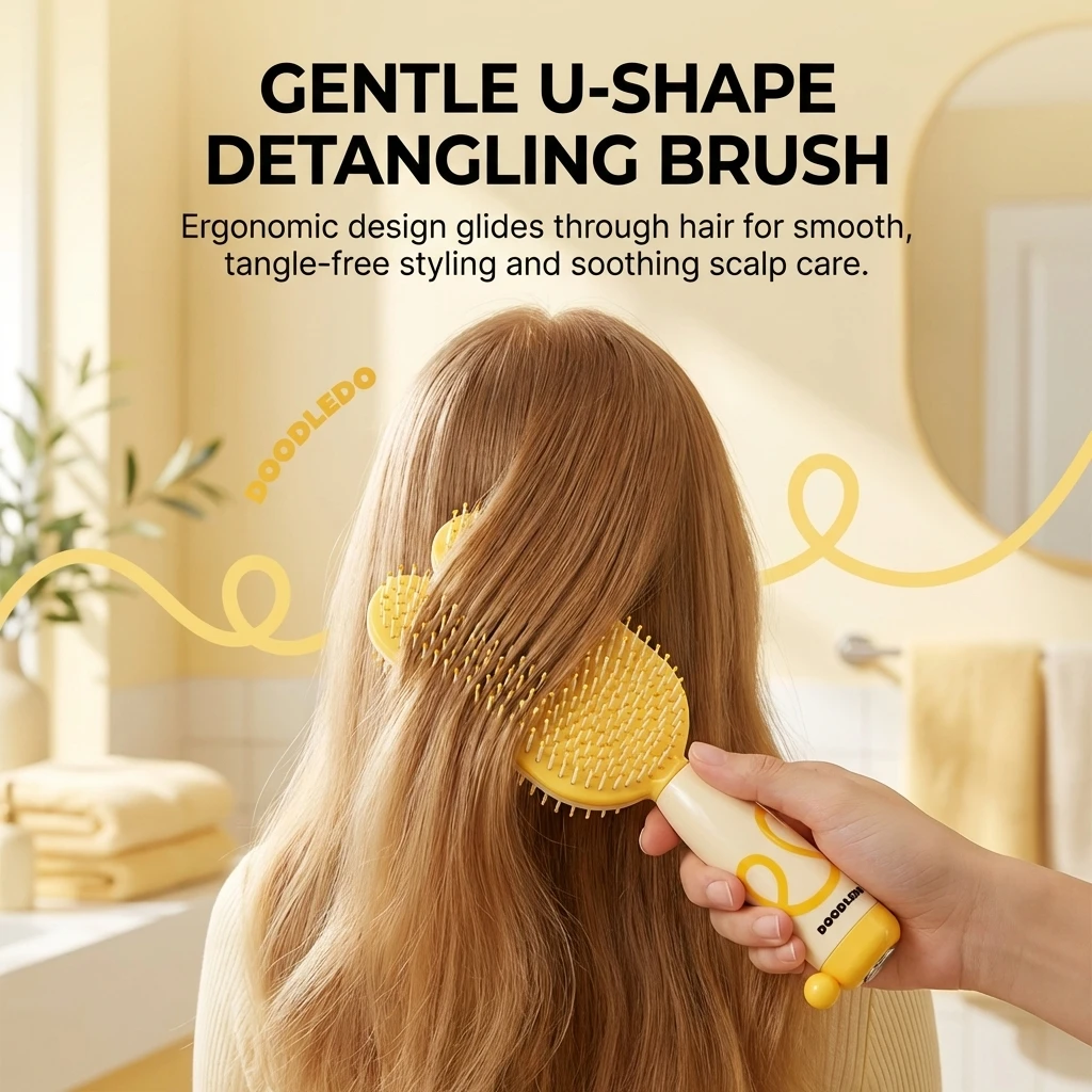 Professional Hair Detangling Brush With Air Cushion Anti Static For Curly Hair Home Salon Use Comfortable Scalp Massage