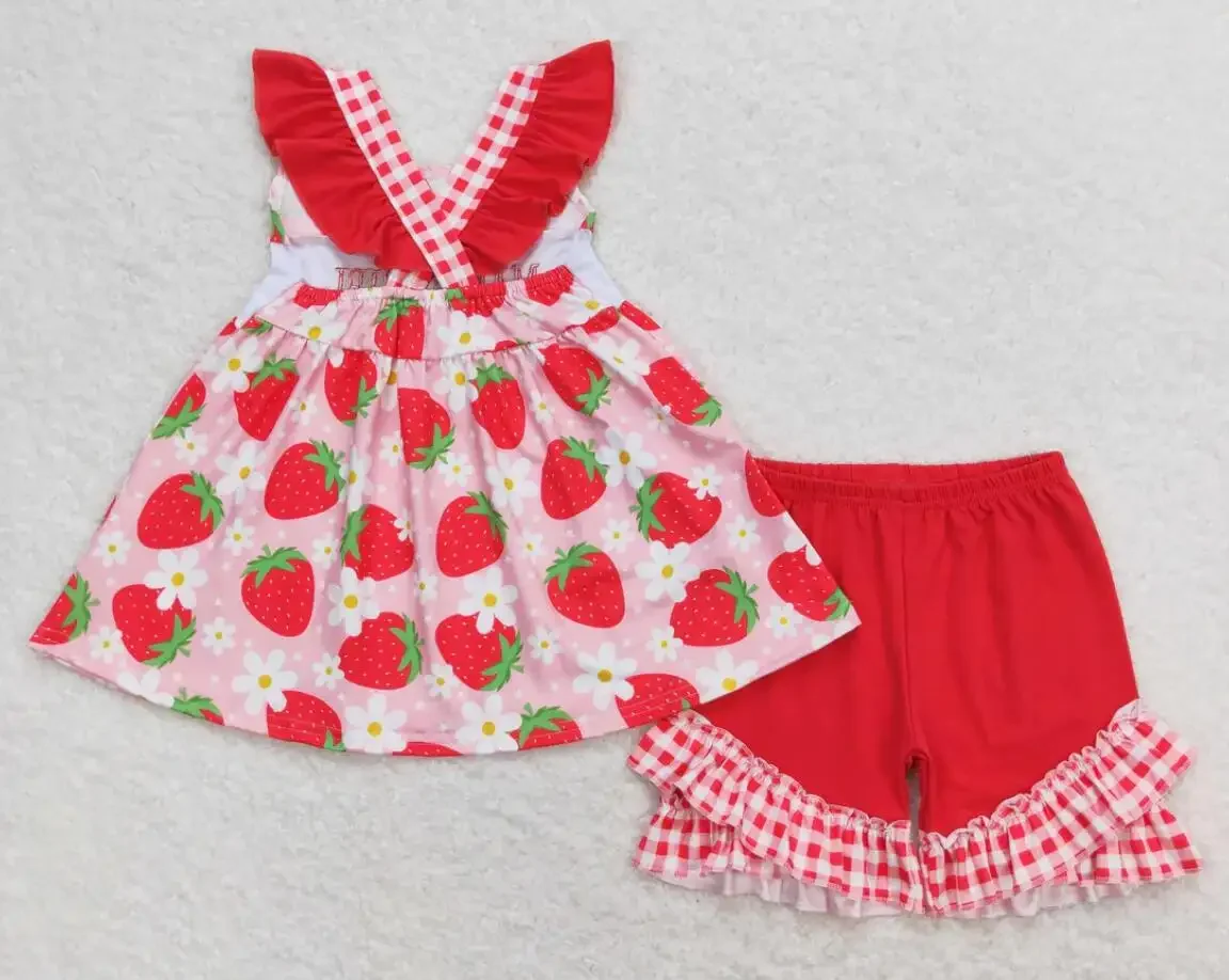 Mama's Girls Ruffle Short Set Kids Smocked Mather's Day Boutique Clothes