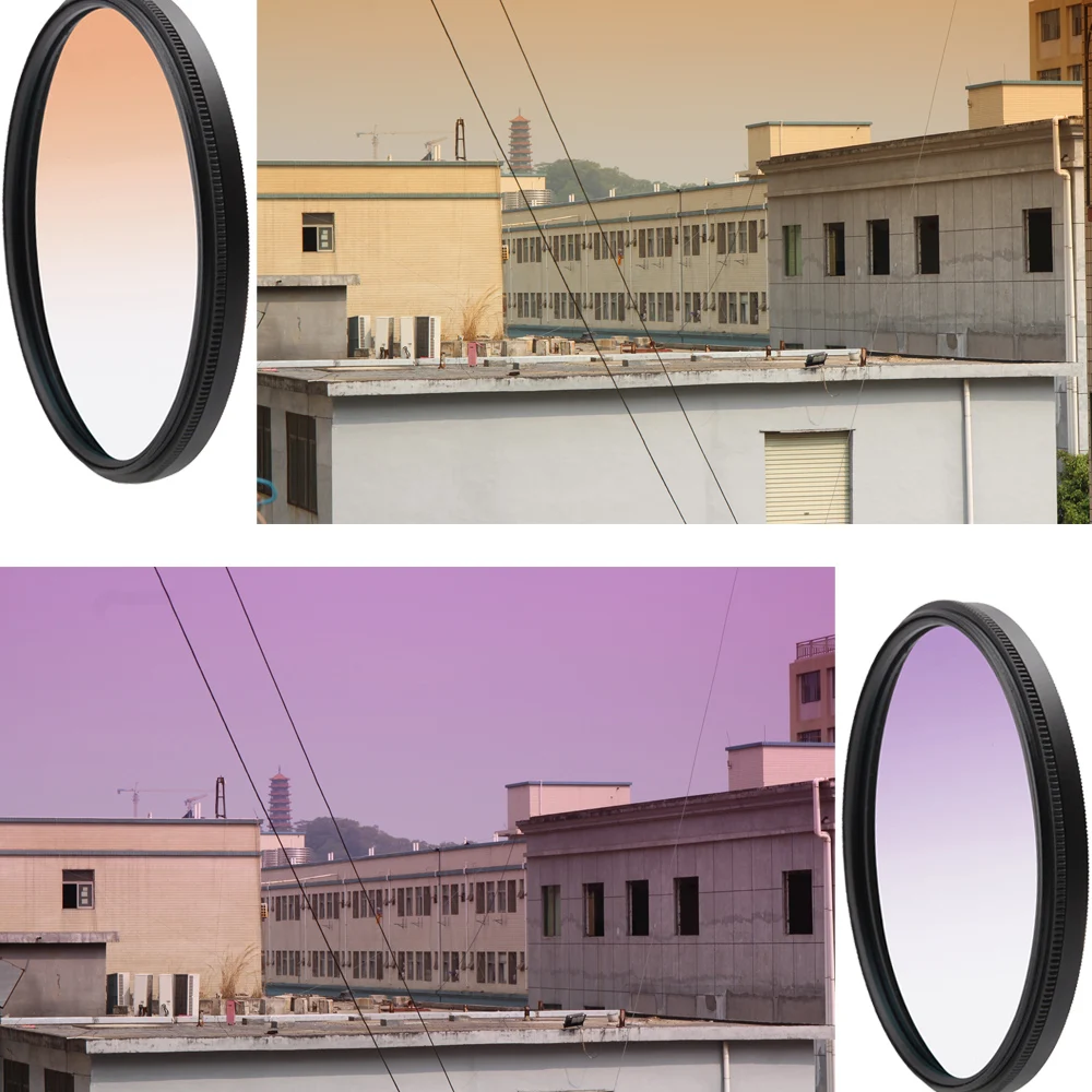 Color Lens Filter Circle Graduated Gradual Gradient 37/40.5/43/46/49/52/55/58mm 62mm 67mm 72mm 77 82mm Colorful For Nikon Canon