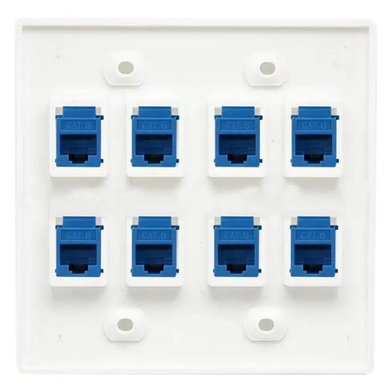 

Изысканная настенная панель Exquisite-3X Ethernet на 8 портов - двойная, с разъемами Cat6 RJ45 Keystone Jack, для сетевого кабеля, гнездо-гнездо - синяя