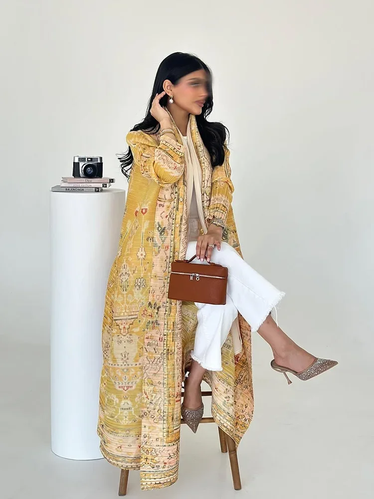 Abaya luksusowa plisowana suknia w stylu Miyake geometryczna plisowana Origami elegancka suknia wieczorowa nieprzezroczysta szyfonowa Plus rozmiar 55 cali