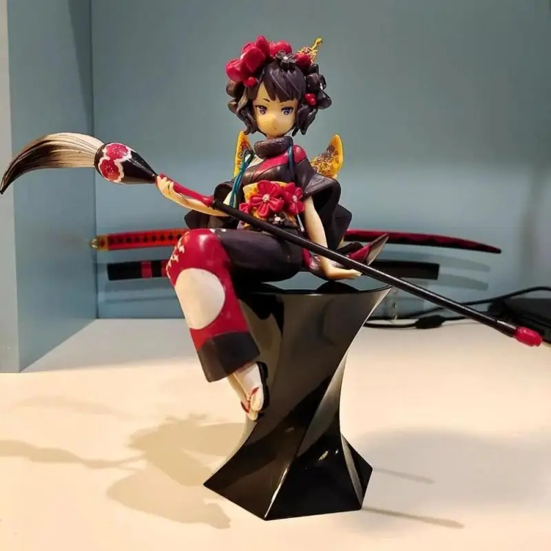 14Cm Fate/grand Order Anime Figuur Katsushika Hokusai Handheld Borstel Zithouding Pvc Actiefiguren Model Desktop Ornament