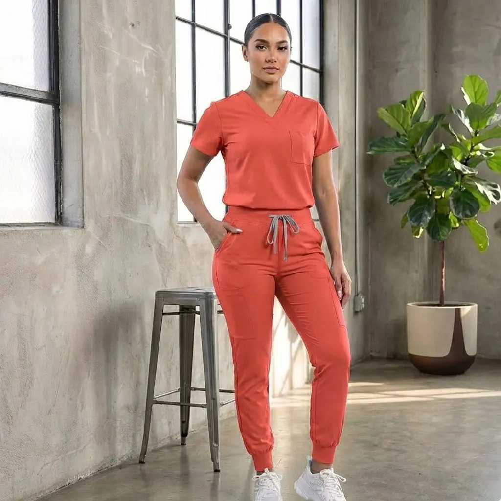 Komplet medyczny Comfort-Fit w rozmiarze plus size - Wytrzymały, nadający się do prania strój medyczny z dekoltem w kształcie litery V dla mężczyzn, kobiet, lekarzy i pielęgniarek