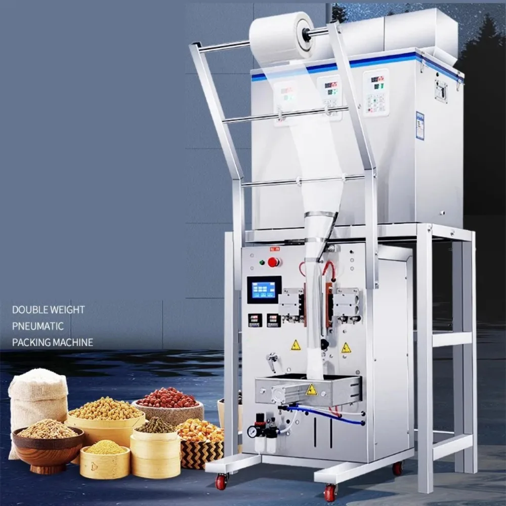 Customized Fully Automatic Three Scale Packaging Machine Granule Food Weighing Five Grain Bag Feeding Automatic Package  Machine
