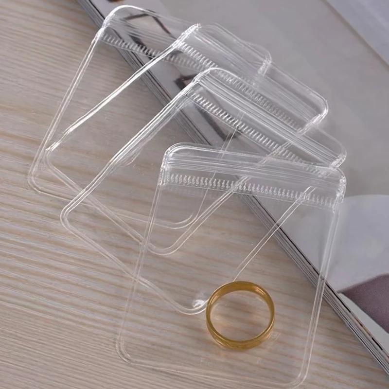 

50/100PCS Dust-Proof Jewelry Storage Bag Durable Thicken Pvc Transparent Storage Bag Home 6*8cm Earring Necklace Sealed Bags