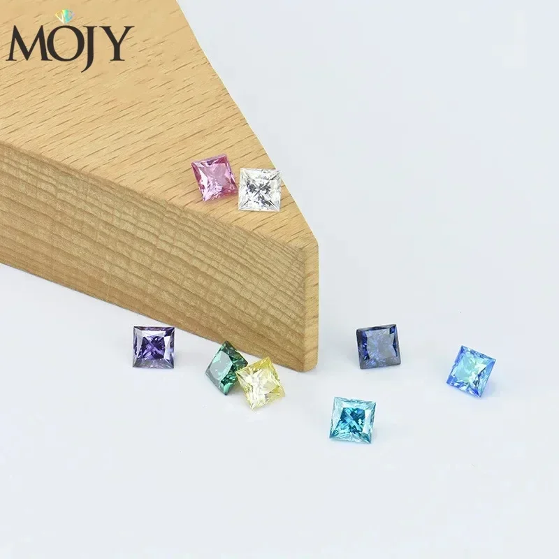MOJY Princess Cut 1.0~3.0ct Colourful Moissanite Loose Stone Gemstone Factory Stock Wholesale with GRA Certificate Fine Jewelry