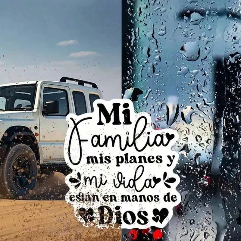 A Car Sticker That Reads "My Family And My Life Are In God", A Spanish Bible Verse, Suitable For Car Stickers, Car Decals - view 2