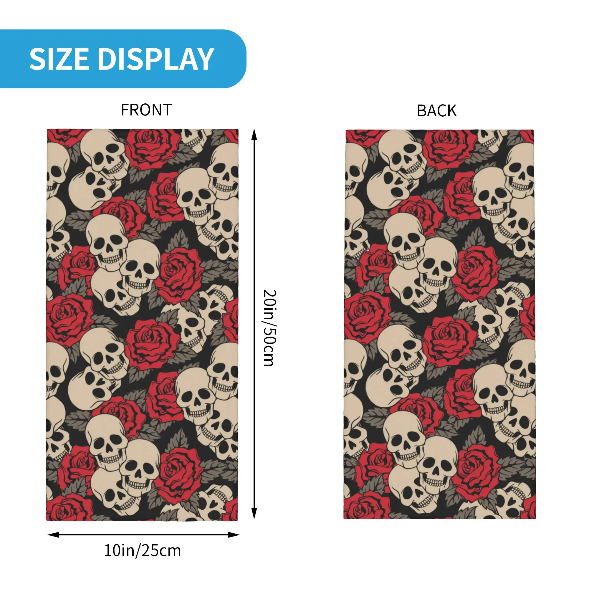 Roses and Skulls Bandana Winter Neck Warmer Men Windproof Wrap Face Scarf for Ski  Gaiter Headband