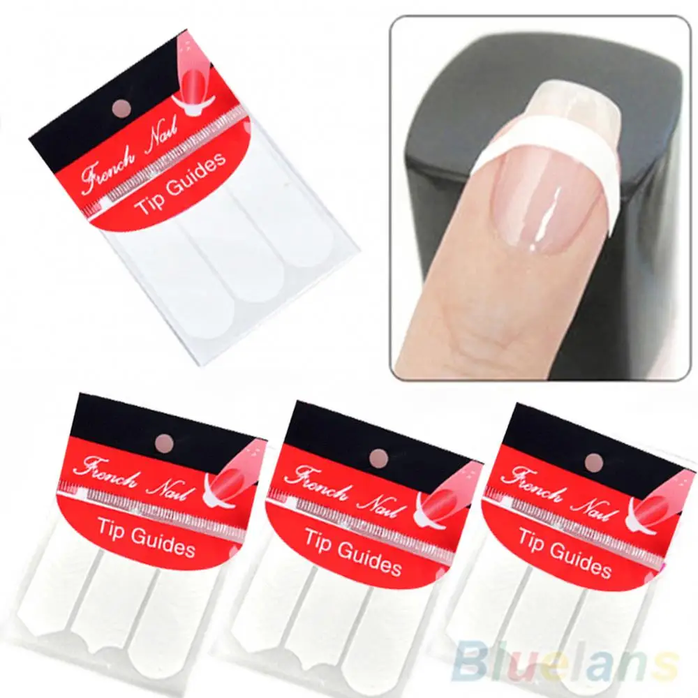 48Pcs/set Nail Tip Guide Sticker French Stencil Toe Nail Art Form Fringe Guides Protective DIY Stickers Tips Decor Decal