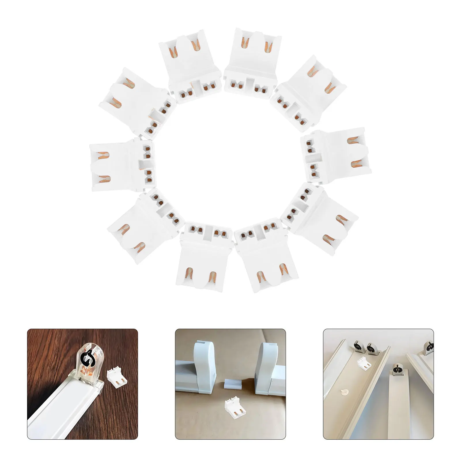 

12Pcs Inspection Lamp Holder for Tubes - Robust Light Socket Connector with Efficient Plugin Design for Commercial Lighting