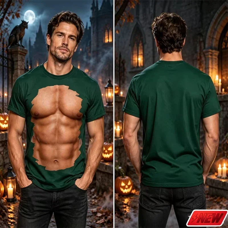 Summer Fashion Personality Chest Muscle Abs Graphic T shirts Men Casual Hip Hop Harajuku 3D Funny Printed Short Sleeve Tees Top