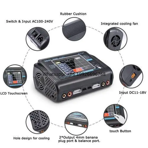 

HTRC Original T240 DUO AC/DC 150W/240W 10A battry Charger Touch Screen Dual Channel Metal Plastic Material Includes Discharger m