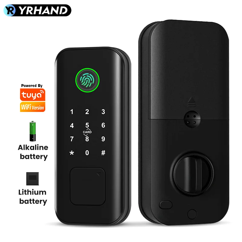 

Rechargeable 2500mAh lithium battery Smart Lock Touch tuya Wi-Fi deadbolt Digital Lock with Biometrics Numeric Password key app