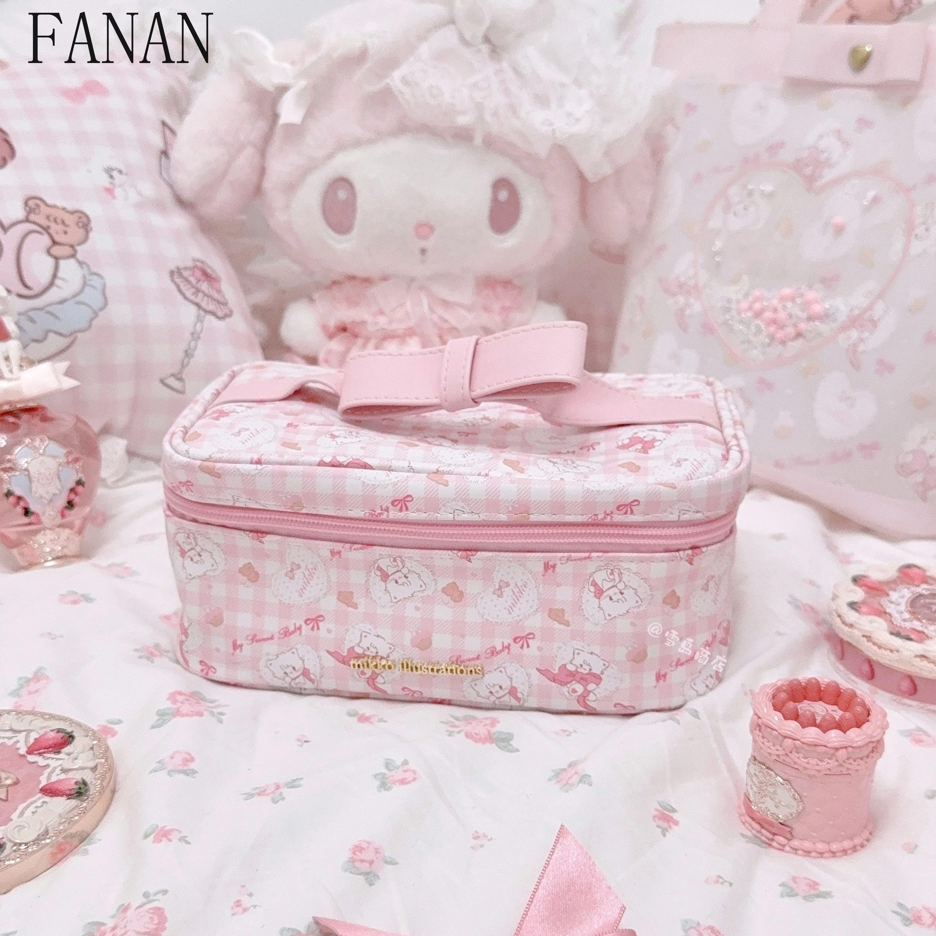 Women's Cosmetic Bags Cute Girl High-Value Sweet Cute Portable Waterproof Kawaii Makeup Travel Lady Storage Bag 2025 New
