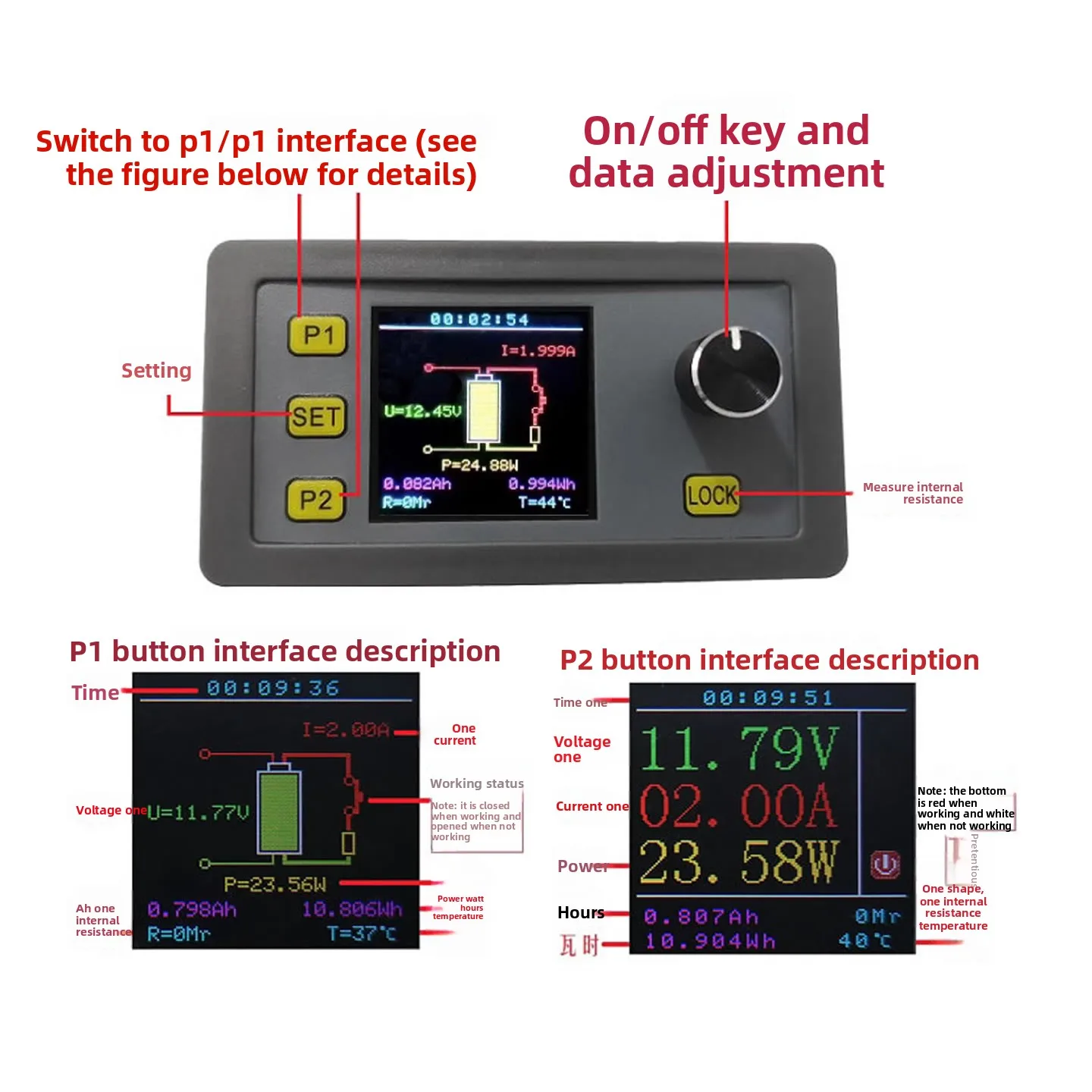 شاشة ملونة قابلة للتعديل تيار مستمر وحدة التحميل الإلكترونية اختبار تفريغ البطارية مع دعم Modbus #3
