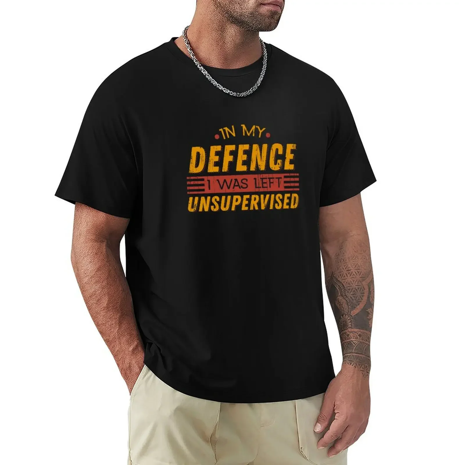 Cute & Funny In My Defence I Was Left Unsupervised T-Shirt anime stuff shirts graphic tees Men's cotton t-shirt