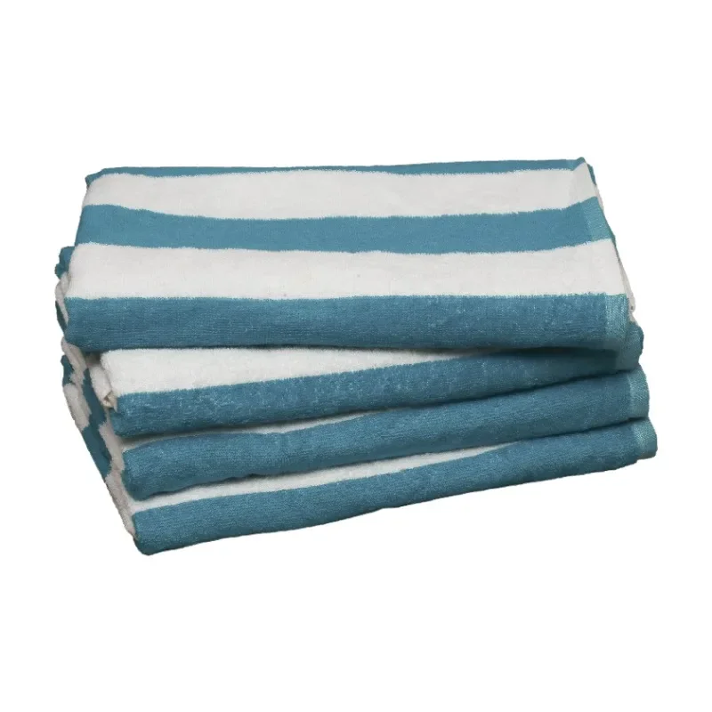 

NEW (4 pack) Teal & White Stripe Beach Towel, 28" x 58"-Fast shipping