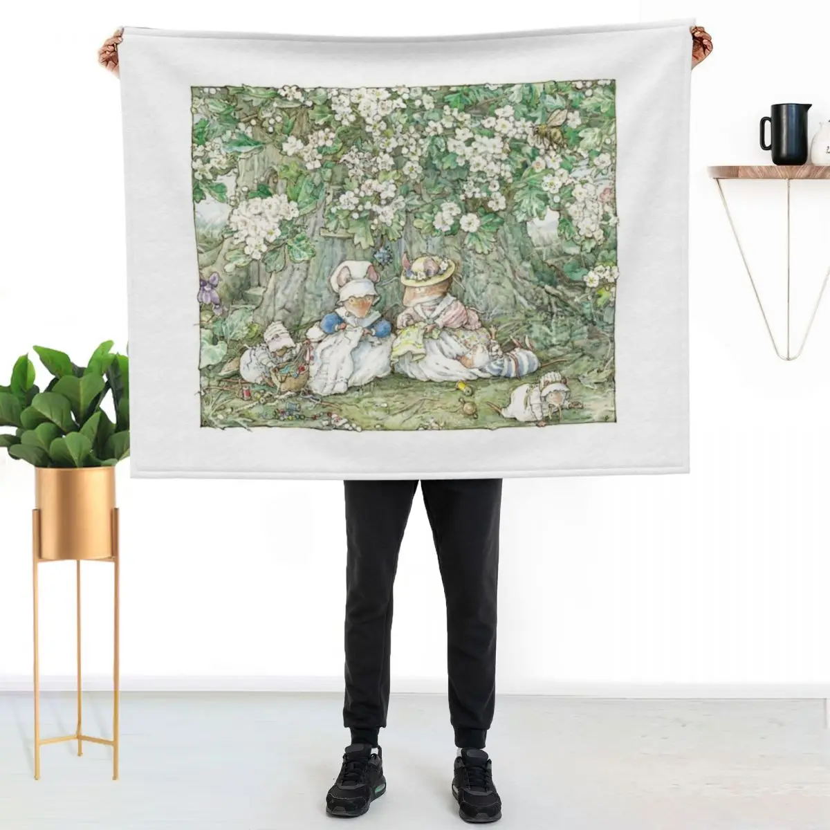 

Brambly Hedge - Hawthorn blossom and babies Throw Blanket Warm Napping Blanket for Office Couch Bed