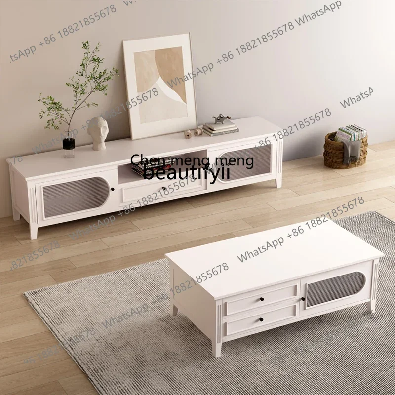 cn8350 LHY zq American-Style Solid Wood Glass Coffee Table Creative Minimalist Living Room TV Cabinet Unit Nordic Style