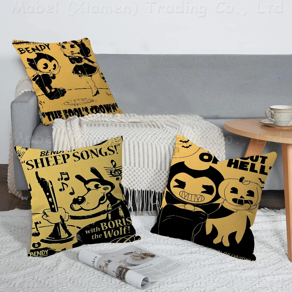 

B-Bendy And The Ink Machines Game Pillow Cover Sofa Cushion Cover Home Room Decoration Children Gift