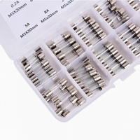 100pcs/box 5x20mm Quick Blow Glass Tube Fuse Assorted Kit Amp 0.2A 0.5A 1A 2A 3A 5A 8A 10A 15A 20A 250V  with Storage Box