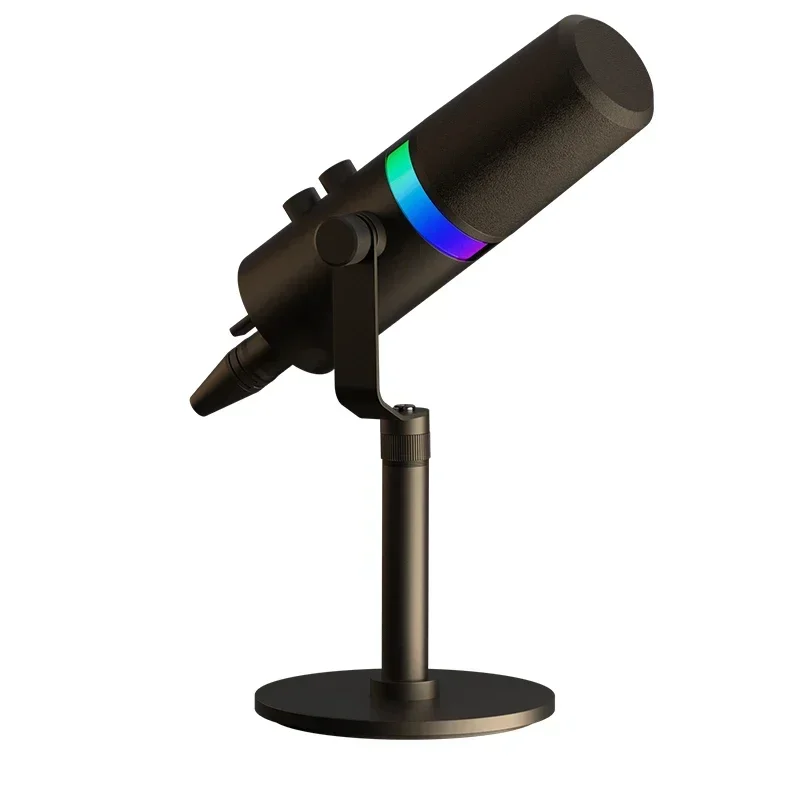 RGB Gaming Microphone Dynamic USB/XLR Noise Canceling Dual Mode Microphone and Base Podcast Microphone Easy Install