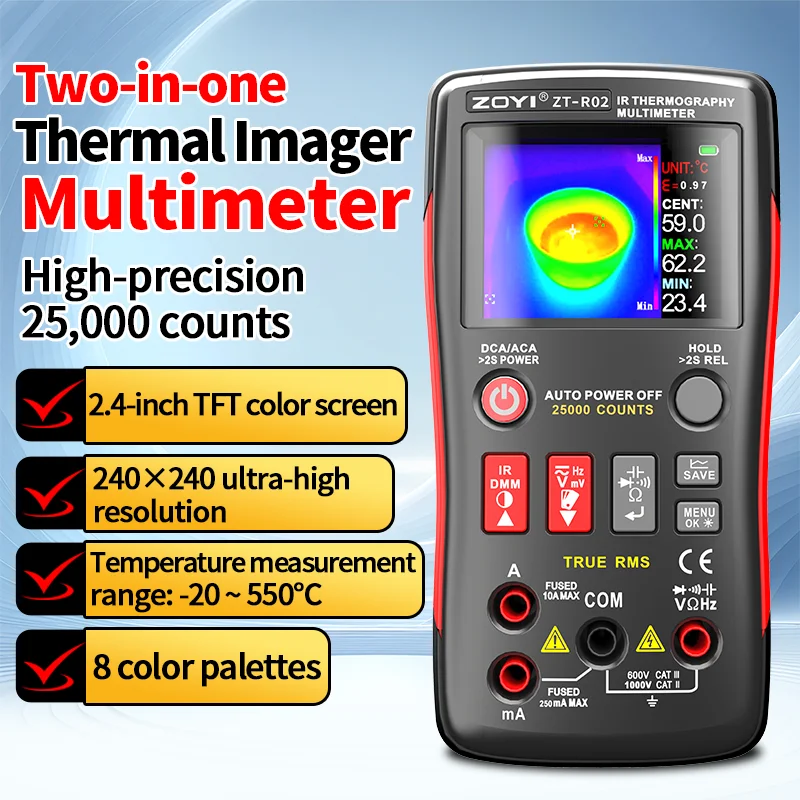 ZOYI ZT-R02 Thermal Imaging Camera Multimeter High Accuracy Multifunction Tester for Circuit Board Repair Diagnosis