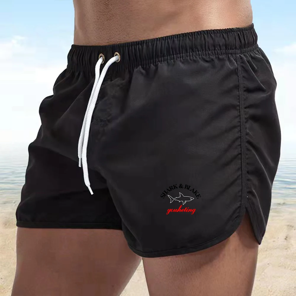 2024 New men's quick drying and breathable beach pants with printed multi-color running, fitness, and sports thin shorts