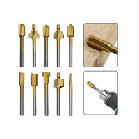 10Pcs/Set HSS HSS Rotary File Router Drill Bits Set Titanium Coated Woodworking Trimming For Carving Milling Cutter Wood Tools