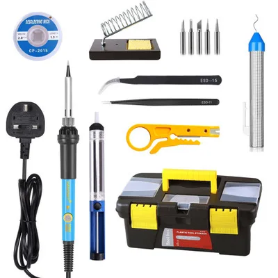 

14-piece Temperature Internal Heating Electric Soldering Iron Welding Set 60w Adjustable Combination Tool Box