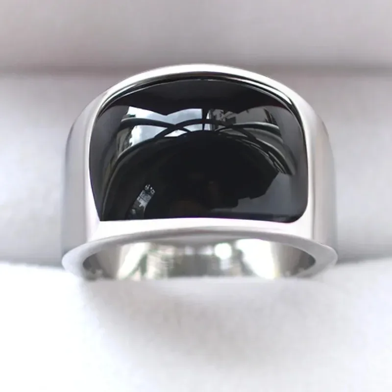 Simple Korean Style Rings for Men Women Black Cat Eye Stone Fashion Stainless Steel Wedding Band Jewelry Accessories Wholesale