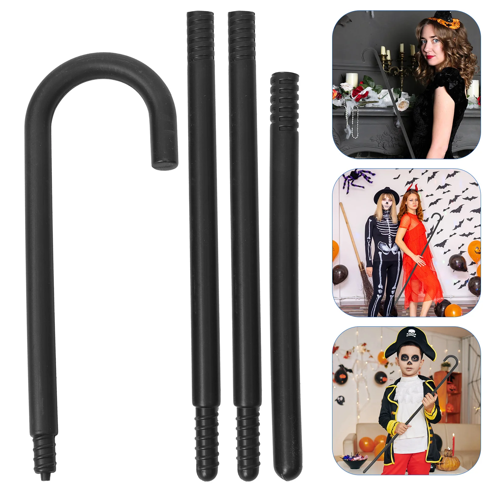 Crutch Props Halloween Decor Cane Black Plastic Men and Women Crutches for Adults