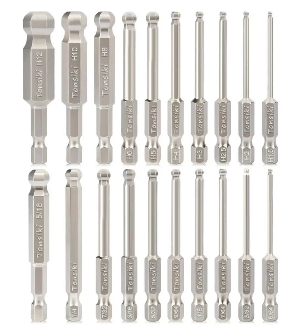 

20Pcs End Hex Head Allen Wrench Drill Bit Set Magnetic Metric SAE Allen Screwdriver Bits S2 Hex Bit Set Hex Key Socket Bits