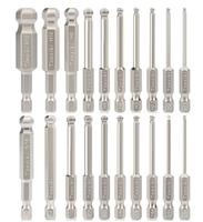 20Pcs End Hex Head Allen Wrench Drill Bit Set Magnetic Metric SAE Allen Screwdriver Bits S2 Hex Bit Set Hex Key Socket Bits