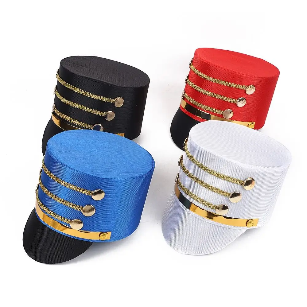 

Hat-nutcrackers Marching Band Hat Gold Trim Strips Cosplay Show Drum Major Master Hats Themed Party Skin-friendly