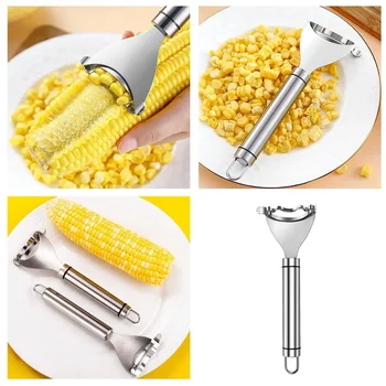 수동 옥수수 껍질이 달린 다기능 페어링 나이프, 스테인레스 스틸 멜론 및 과일 대패, 감자 필러 및 야채 도구