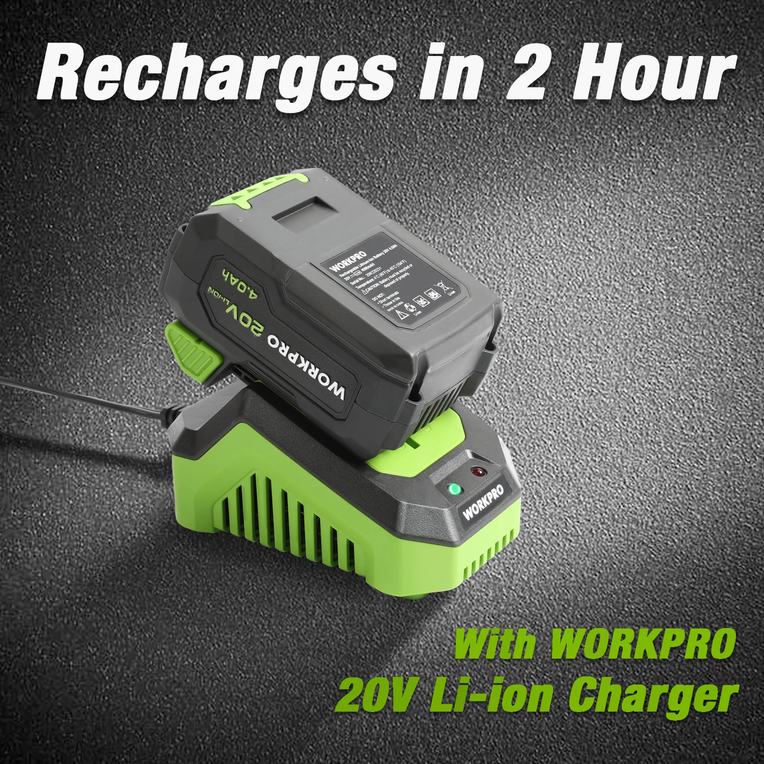 WORKPRO 20V 2.0Ah/4.0Ah  12V 2.0Ah Lithium-ion Battery Power Tool Accessories Battery Pack