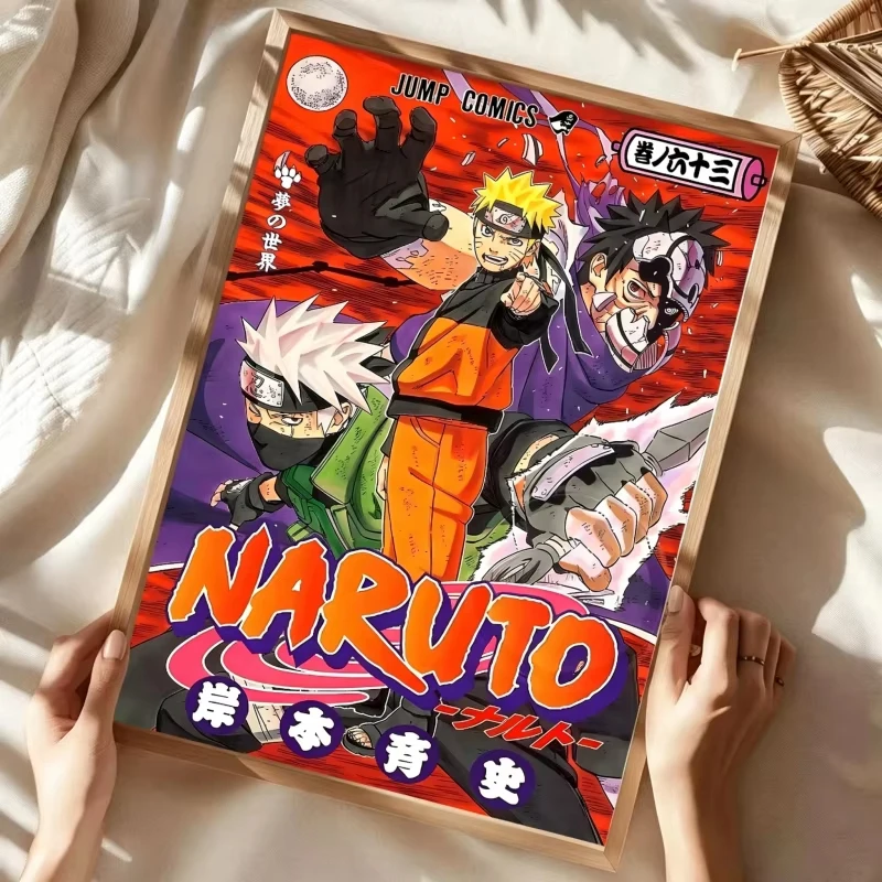 N-Naruto Anime Hot Blood Ninja Magazin-Cover Poster Leinwandgemälde für Zuhause Wohnzimmer Schlafzimmer Bar Café Wandkunst Dekoration – Detail 8