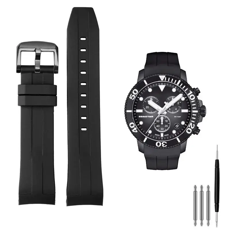 21mm22mm with tools For Tissot 1853 Starfish Diving T120 Curved End Silicone Strap T120407A T120417A Waterproof Rubber Watchband